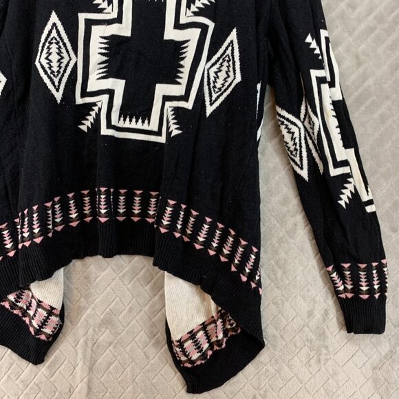 Allie & Rob Womens M Cardigan Sweater Black Aztec Print Geometric Open Front - Picture 15 of 16